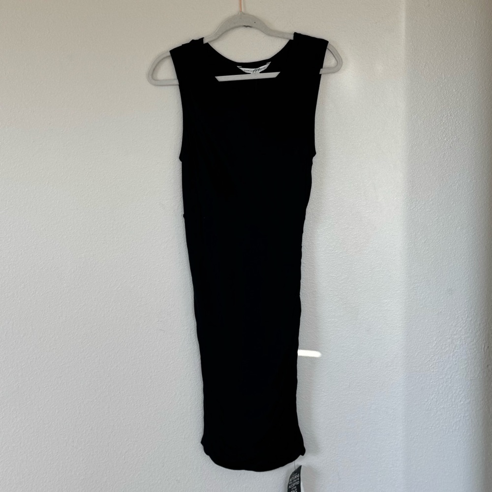 DIANE VON FURSTENBERG DVF Black Ruched Sleeveless Dress Silk Blend LBD M NEW - Picture 3 of 15